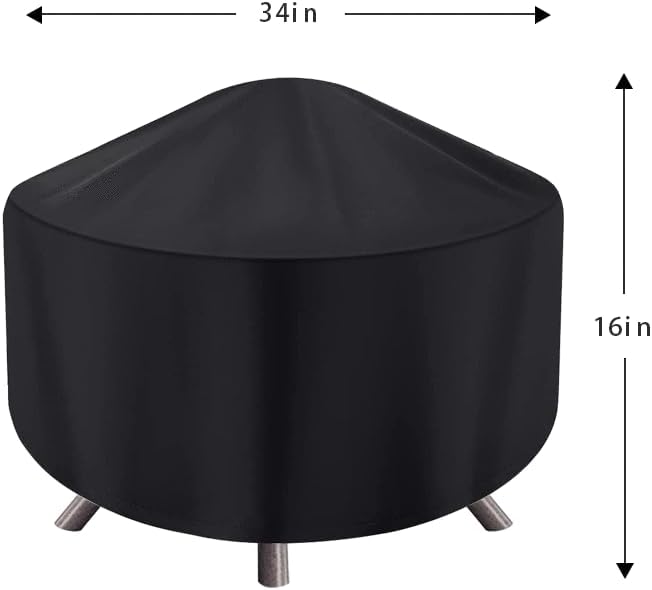 Round Fire Pit Cover for 22-34 Inch Firepit, Heavy Duty Outdoor Patio Fireplace Covers - Waterproof Dustproof Anti UV and Tear Resistant