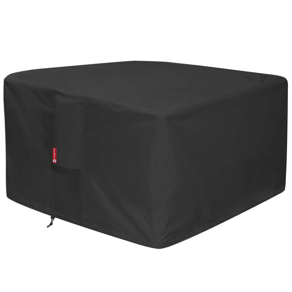 SheeChung Gas Fire Pit Cover Square-Premium Patio Outdoor Cover Heavy Duty Fabric with PVC Coating,100% Waterproof,Anti-Crack,Fits for 29”,30",31",32" Fire Pit/Table Cover (32”L x 32”W x 24”H,Black)