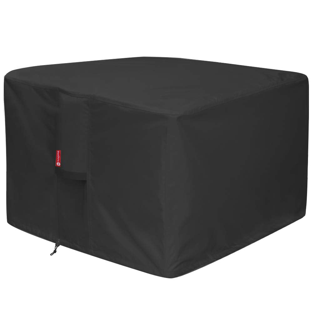 SheeChung Gas Fire Pit Cover Square-Premium Patio Outdoor Cover Heavy Duty Fabric with PVC Coating,100% Waterproof,Anti-Crack,Fits for 29”,30",31",32" Fire Pit/Table Cover (32”L x 32”W x 24”H,Black)
