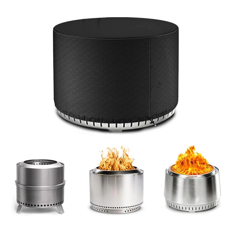 Round Fire Pit Cover for 22-34 Inch Firepit, Heavy Duty Outdoor Patio Fireplace Covers - Waterproof Dustproof Anti UV and Tear Resistant