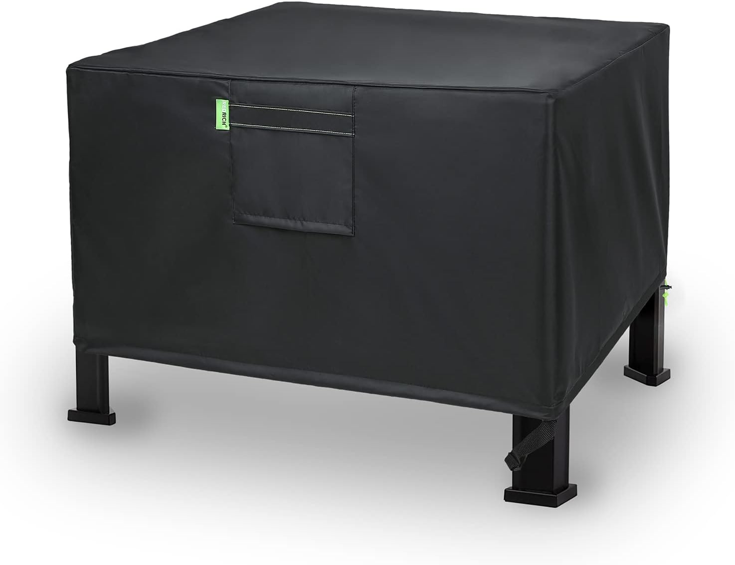 REDRICH Fire Pit Cover Square – Heavy Duty Outdoor Firepit Cover, Full Coverage Patio Outdoor Fireplace Cover, Dustproof Anti UV and Waterproof, 32’’L x 32’’W x 16’’H Black