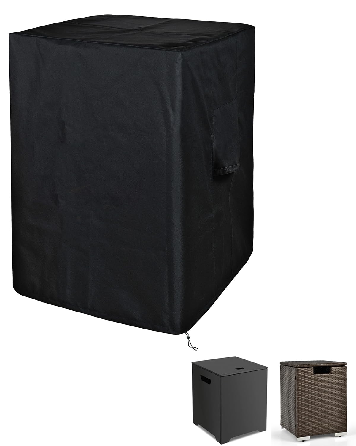 SheeChung Gas Fire Pit Cover Square-Premium Patio Outdoor Cover Heavy Duty Fabric with PVC Coating,100% Waterproof,Anti-Crack,Fits for 29”,30",31",32" Fire Pit/Table Cover (32”L x 32”W x 24”H,Black)