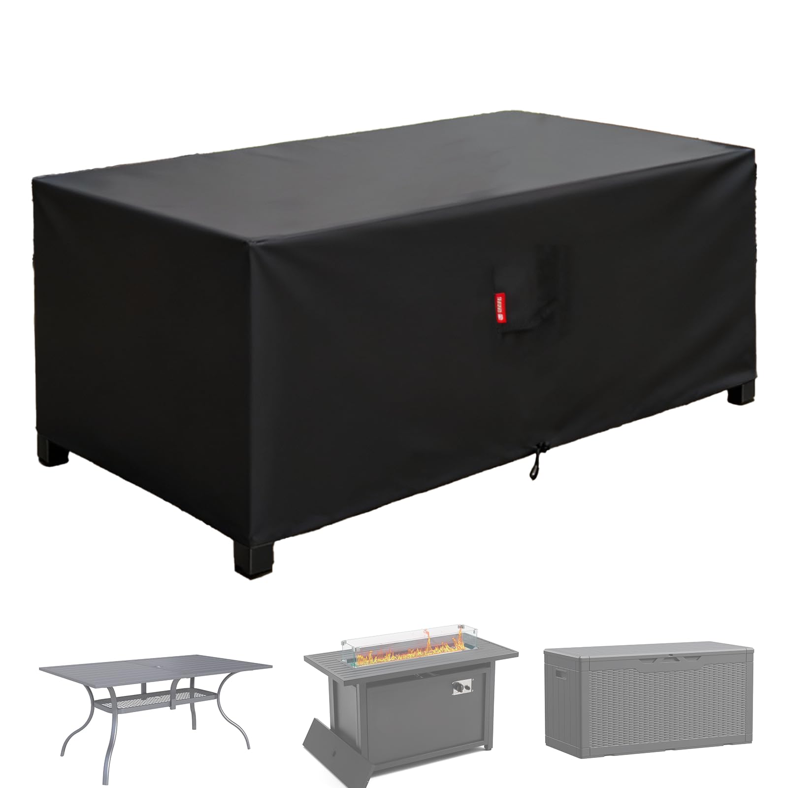 SheeChung Gas Fire Pit Cover Square-Premium Patio Outdoor Cover Heavy Duty Fabric with PVC Coating,100% Waterproof,Anti-Crack,Fits for 29”,30",31",32" Fire Pit/Table Cover (32”L x 32”W x 24”H,Black)