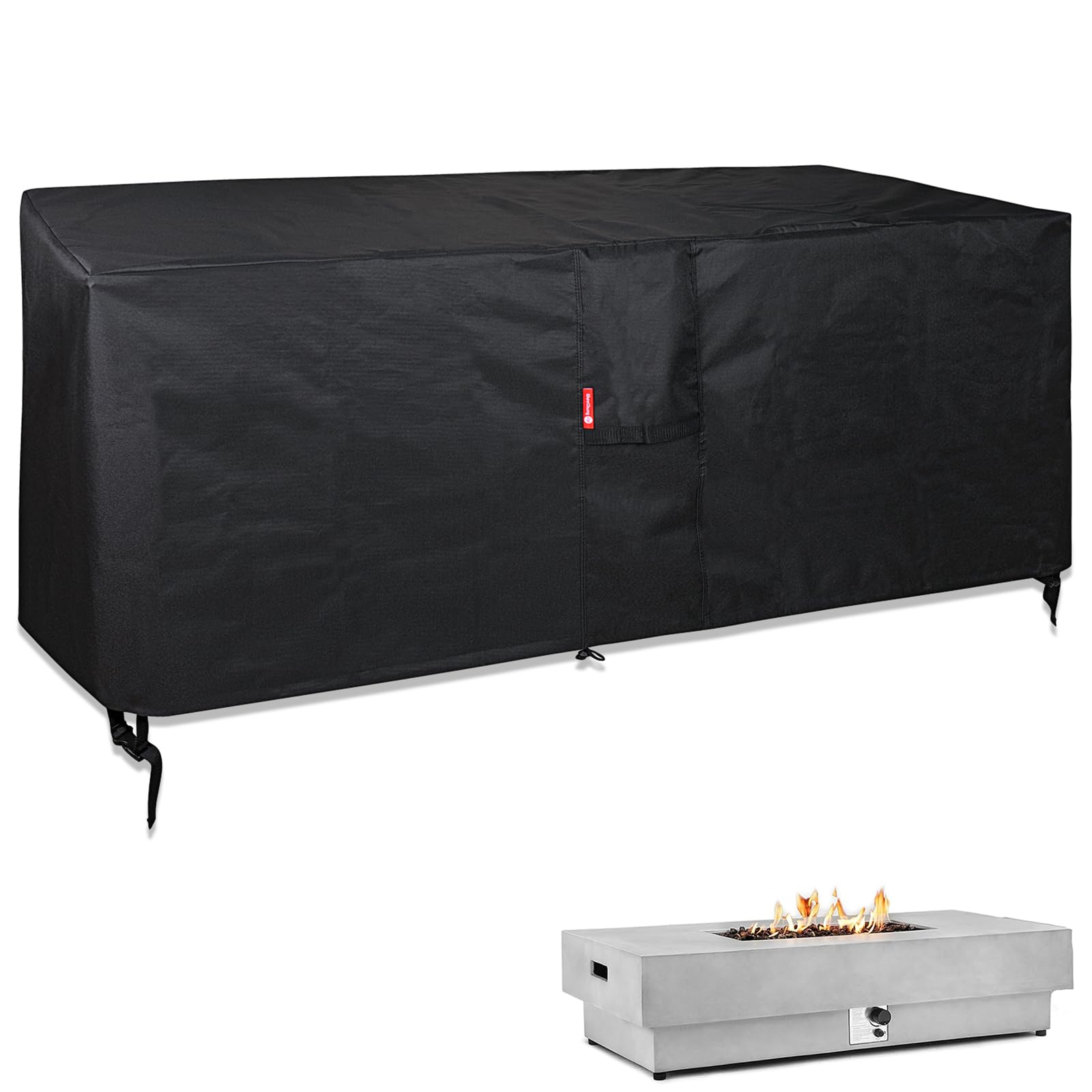 SheeChung Gas Fire Pit Cover Square-Premium Patio Outdoor Cover Heavy Duty Fabric with PVC Coating,100% Waterproof,Anti-Crack,Fits for 29”,30",31",32" Fire Pit/Table Cover (32”L x 32”W x 24”H,Black)