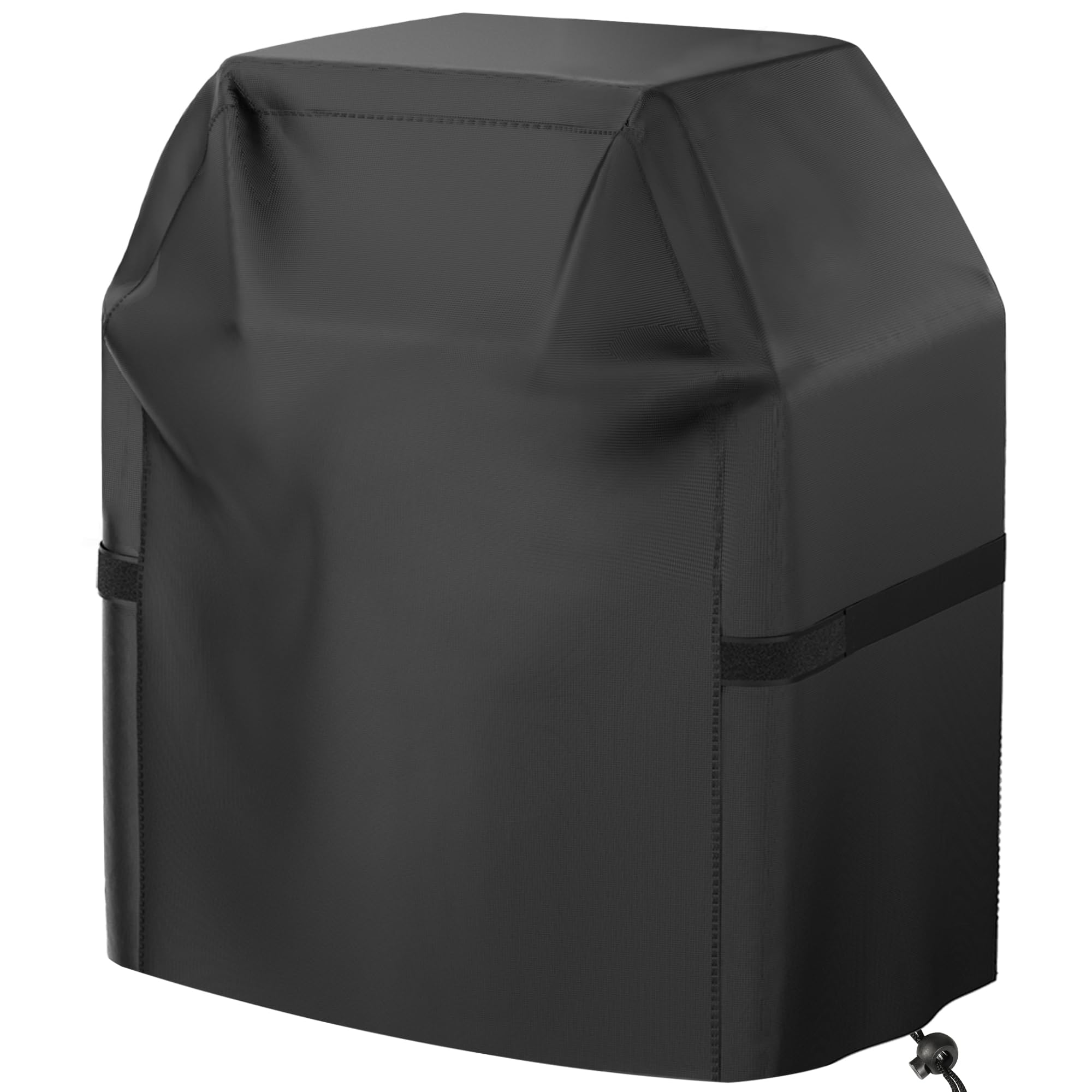 Grill Cover, 58 inch BBQ Gas Grill Cover for Outdoor Grill, Waterproof, Anti-UV, Rip-Proof, Fade Resistant Material, Barbecue Cover with Hook-and-Loop Straps & Adjustable Hem Drawstring, Black