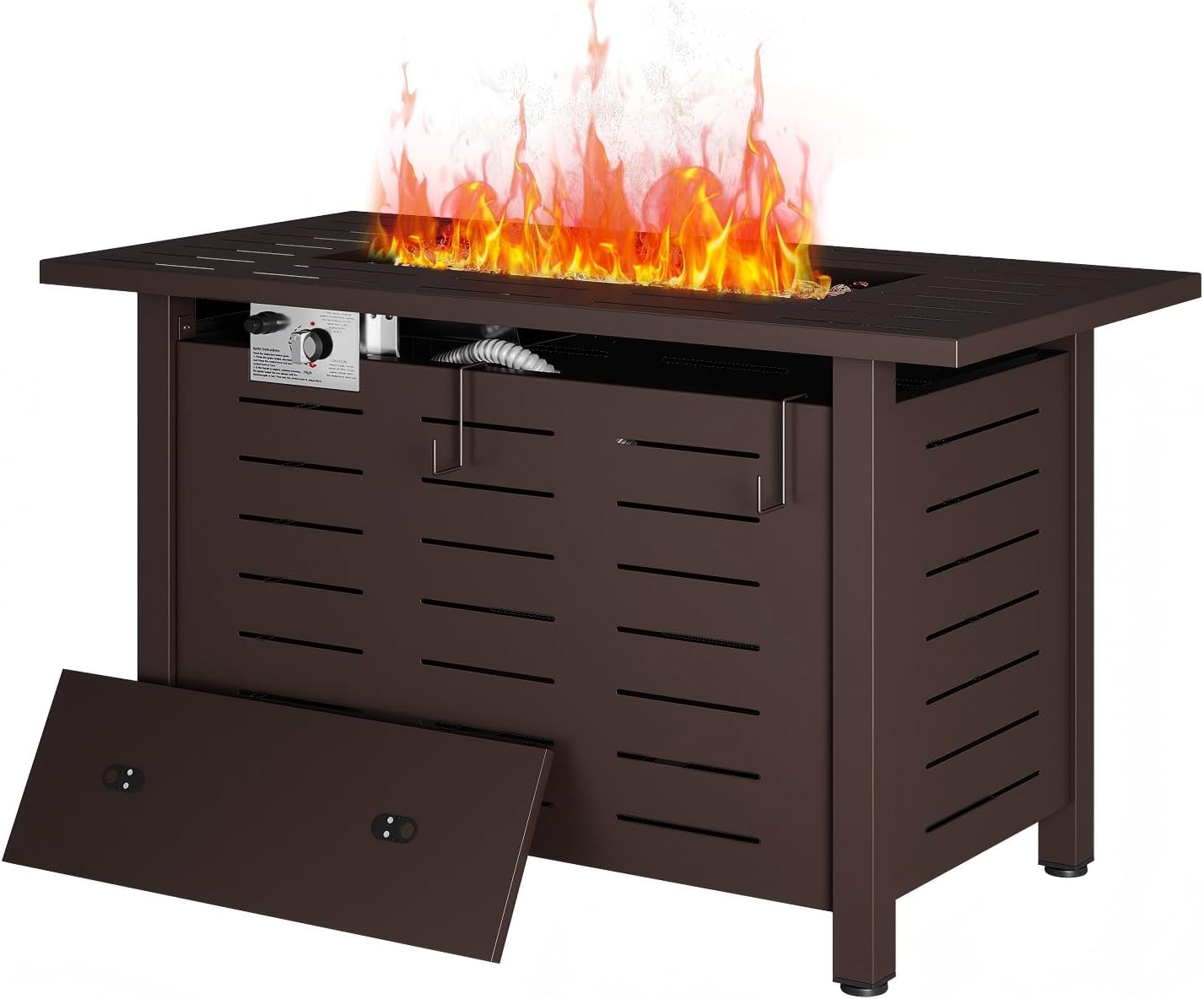 Aoxun 41 Inch Propane Fire Pit–50,000 BTU Gas Fire Pit Table with Removable Lid & Lava Rocks, Rectangle Firepit Table for Outside, Patio, Deck, Backyard, Black