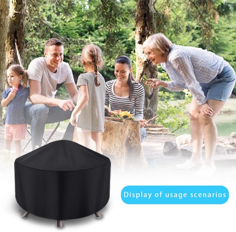 Round Fire Pit Cover for 22-34 Inch Firepit, Heavy Duty Outdoor Patio Fireplace Covers - Waterproof Dustproof Anti UV and Tear Resistant