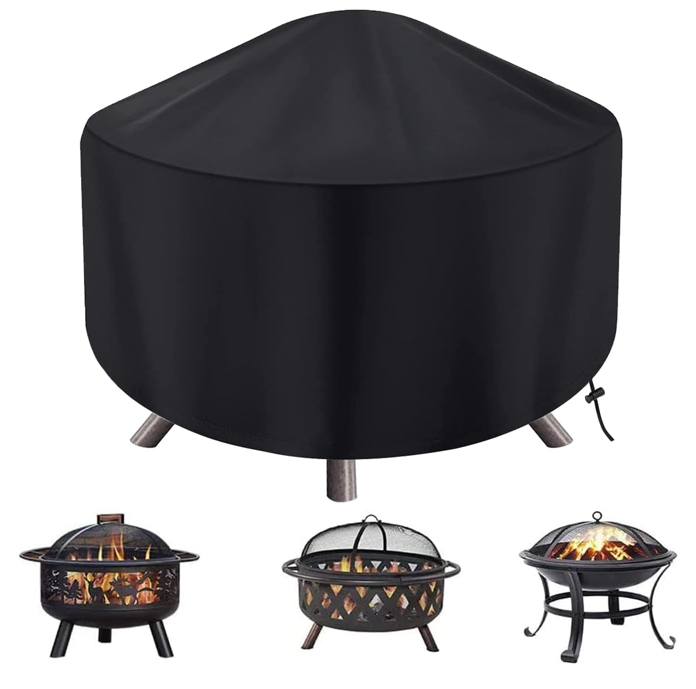 Round Fire Pit Cover for 22-34 Inch Firepit, Heavy Duty Outdoor Patio Fireplace Covers - Waterproof Dustproof Anti UV and Tear Resistant