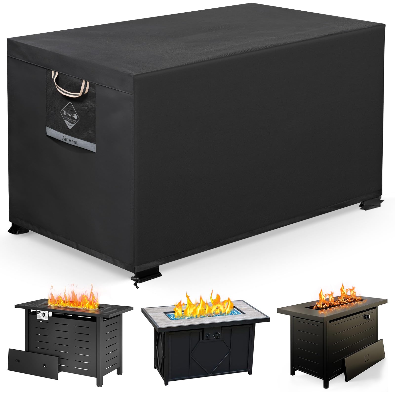 QH.HOME Fire Pit Cover Round, 100% Waterproof, 600D Strong Tear Resistant, Outdoor Firepit Covers Round Fits 33",34 inch ,35 inch,36 inch Fire Pit Cover, 36” Dia X 20”H -Black .