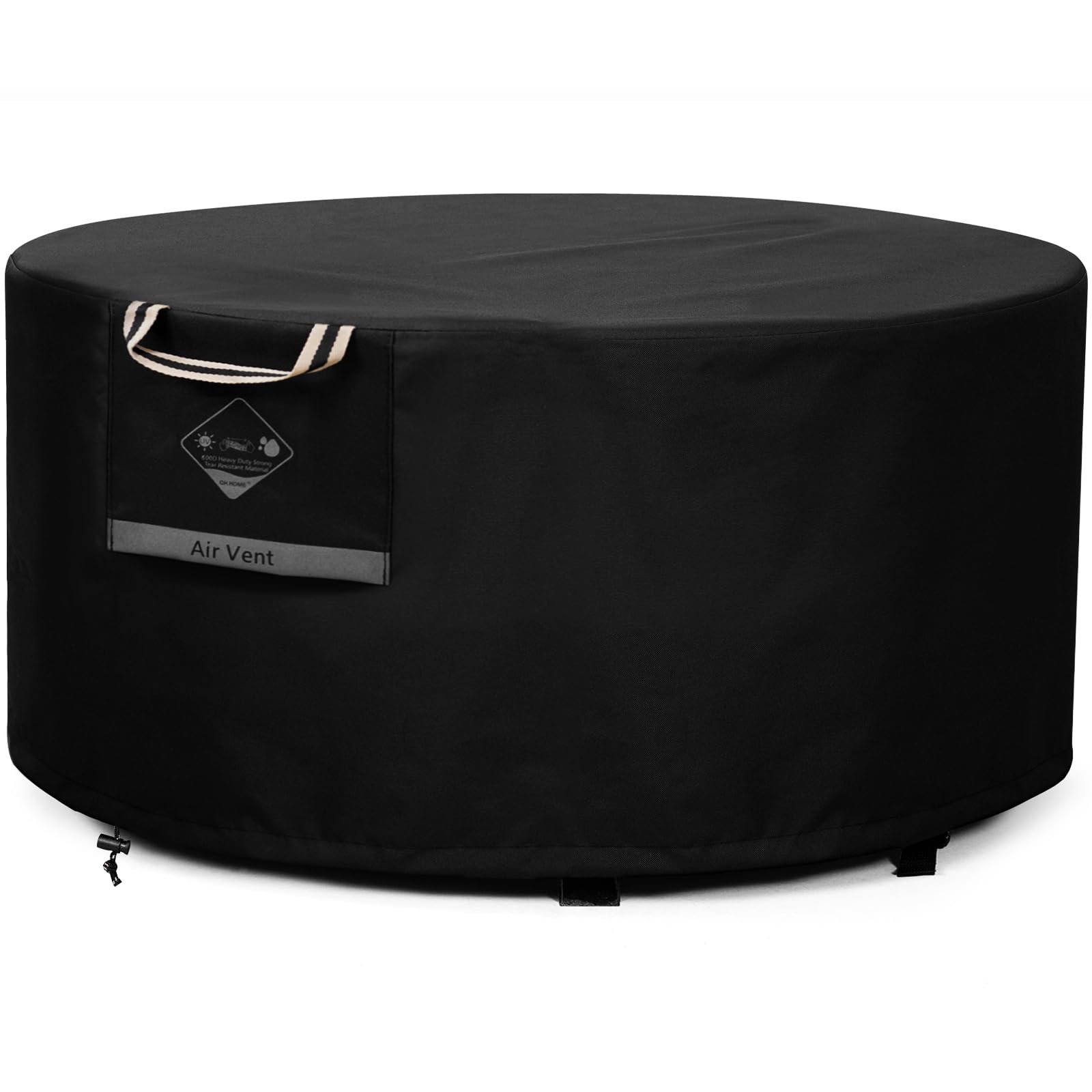 QH.HOME Fire Pit Cover Rectangular Super Waterproof 44" L x 28" W x 24" H, UPF 50+ Outdoor Fire Pit Table Cover 600D Strong Tear Resistant and Fading Resistant for Rectangular Fire Pit - Black