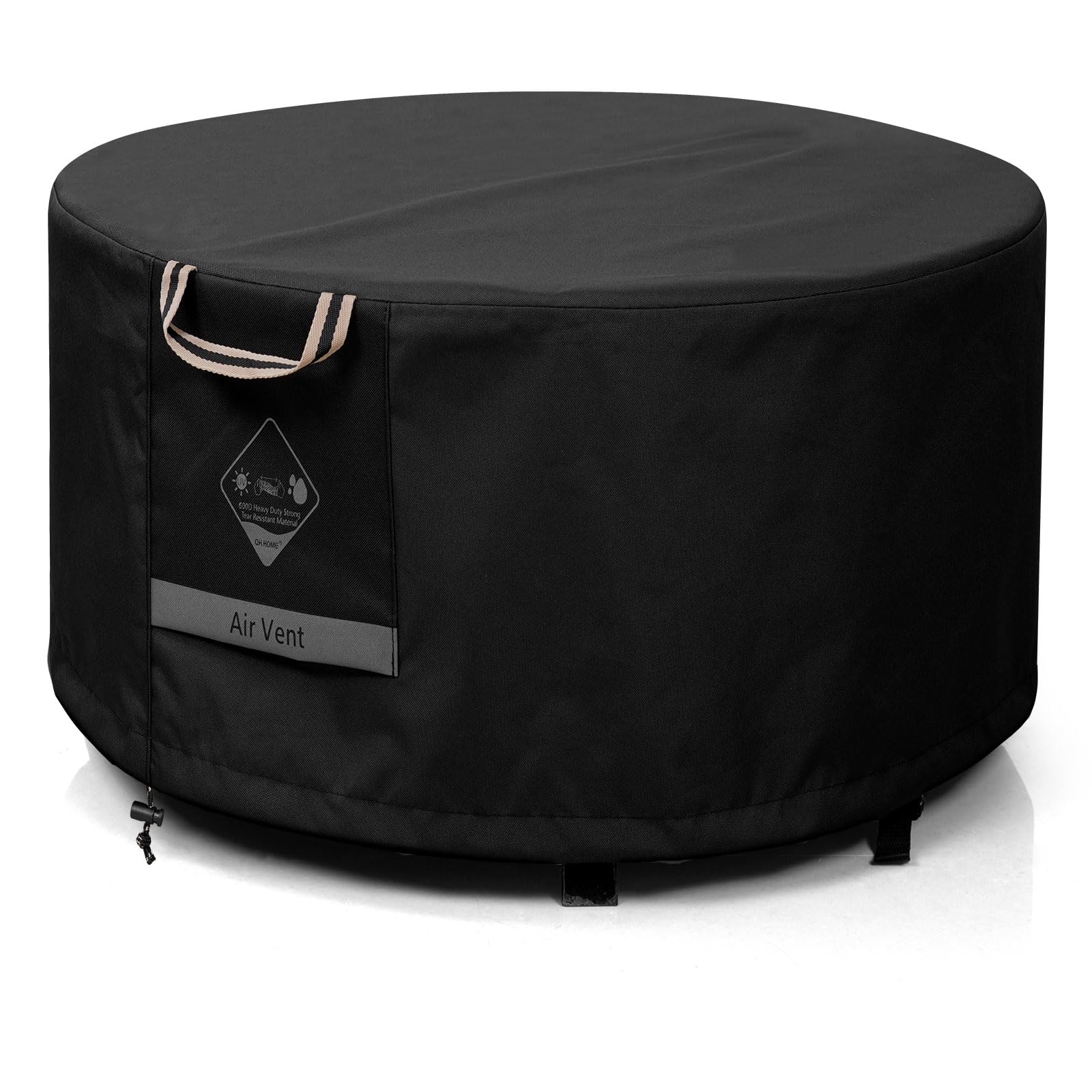 QH.HOME Fire Pit Cover Rectangular Super Waterproof 44" L x 28" W x 24" H, UPF 50+ Outdoor Fire Pit Table Cover 600D Strong Tear Resistant and Fading Resistant for Rectangular Fire Pit - Black