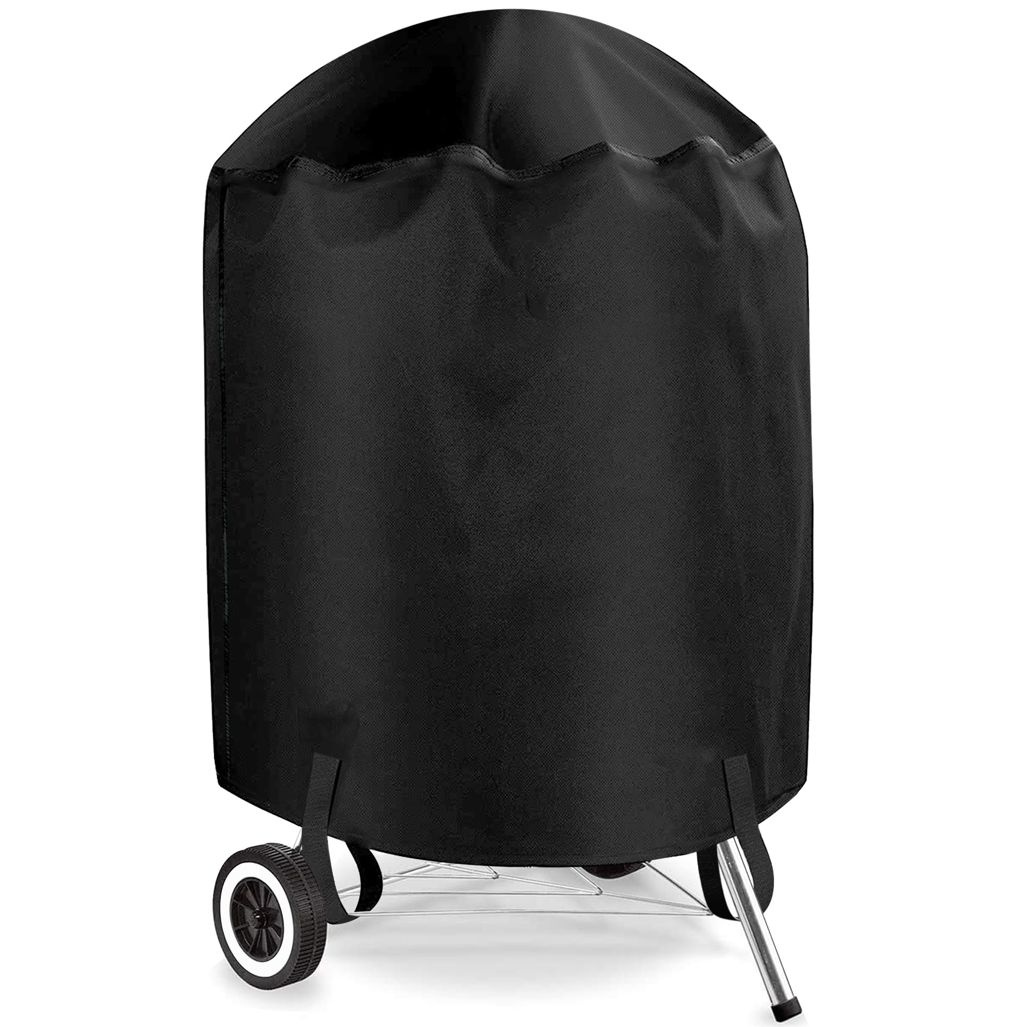 Grill Cover, 58 inch BBQ Gas Grill Cover for Outdoor Grill, Waterproof, Anti-UV, Rip-Proof, Fade Resistant Material, Barbecue Cover with Hook-and-Loop Straps & Adjustable Hem Drawstring, Black