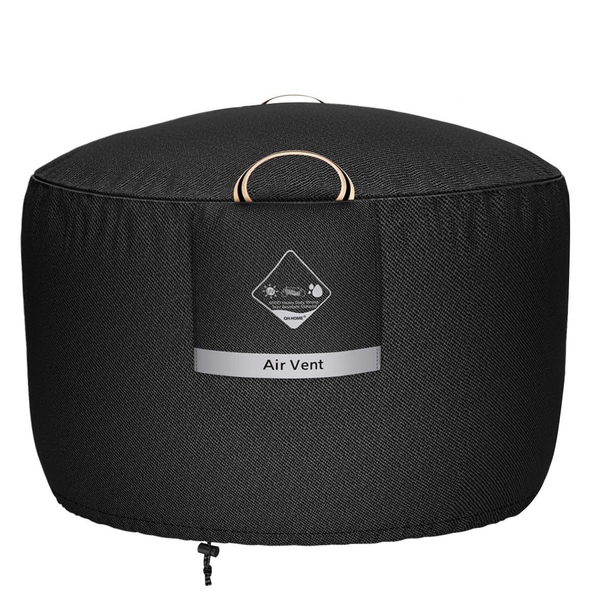 QH.HOME Fire Pit Cover Round, 100% Waterproof, 600D Strong Tear Resistant, Outdoor Firepit Covers Round Fits 33",34 inch ,35 inch,36 inch Fire Pit Cover, 36” Dia X 20”H -Black .