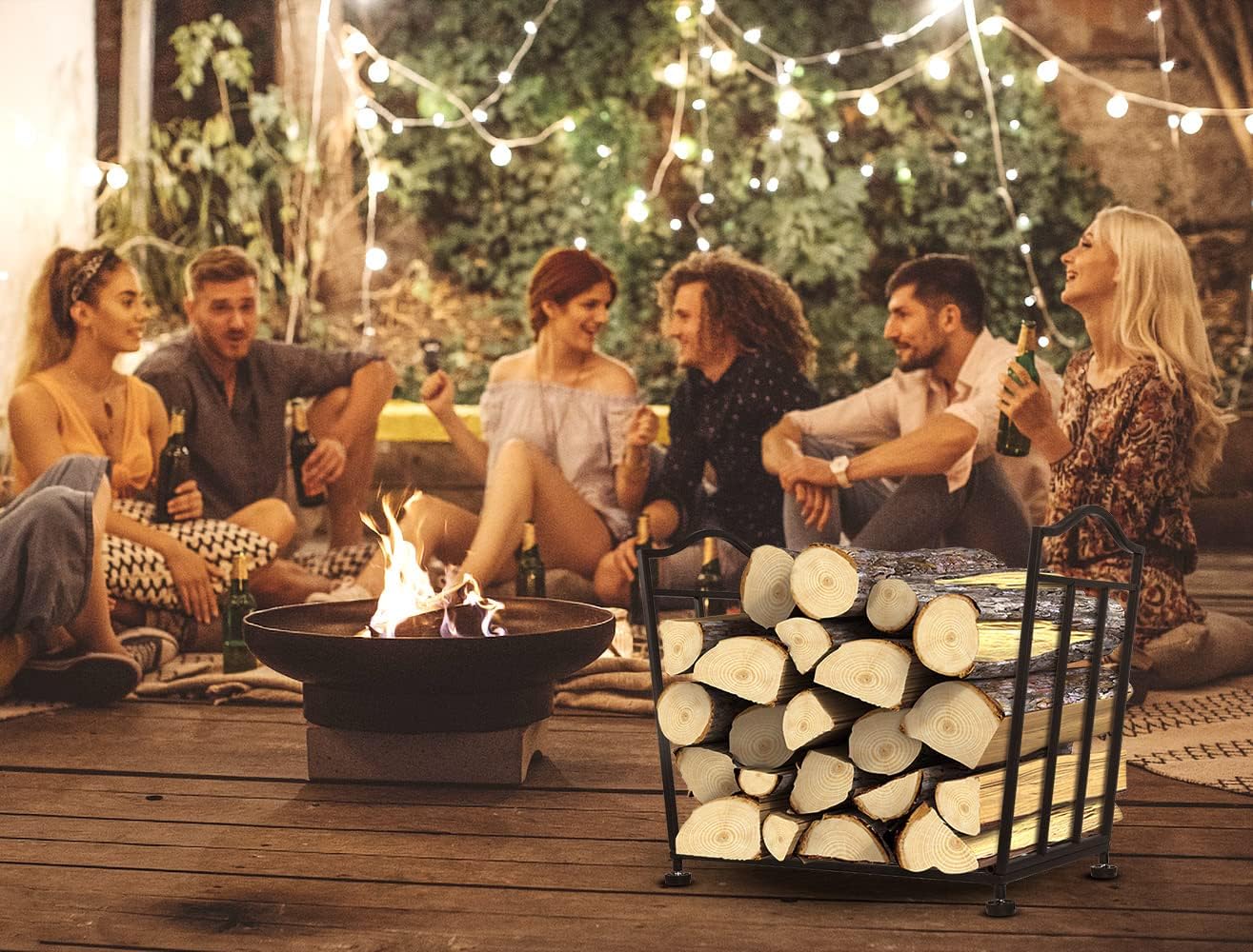 Firewood Rack, Foldable Firewood Holder, Firewood Storage Rack for Indoor Outdoor Log Organization and Storage