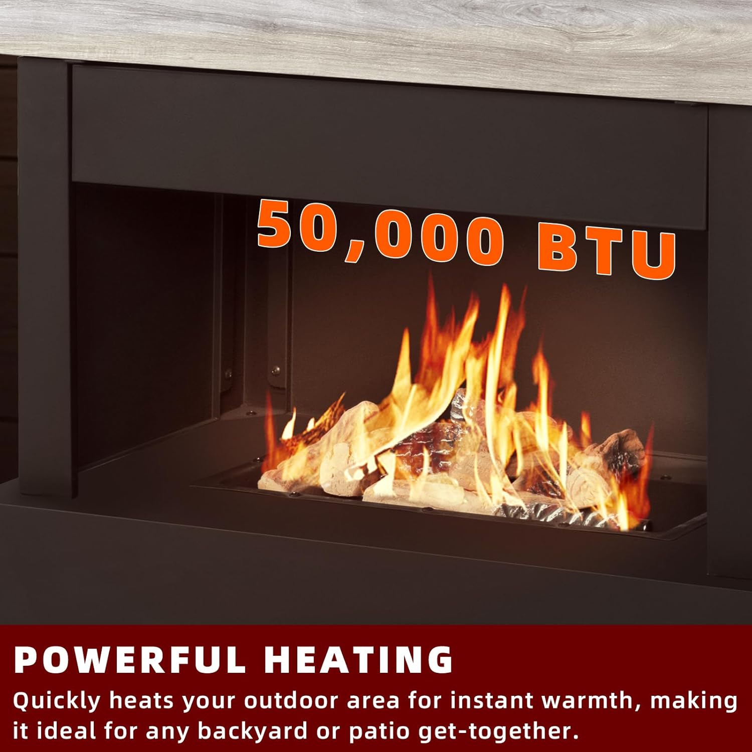 Outdoor Propane Fireplace with Tank Storage,35’’ Smokeless Fireplace with Rain Cover,CSA Certified 50,000 BTU Patio Gas Fire Pit for Deck,Backyard,Garden,Balcony by DNKMOR