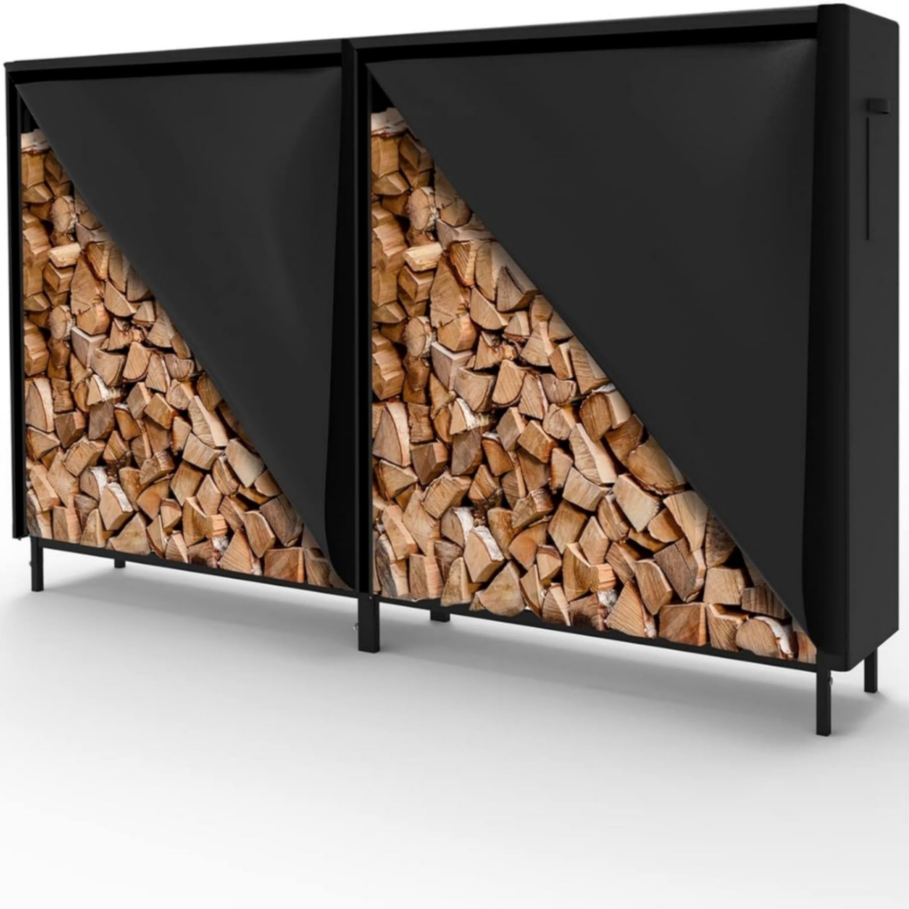 WALMANN 4ft Firewood Log Rack with Cover Outdoor, Heavy Duty Firewood Rack With Weather Resistant 600D Oxford Fabric Cover, Indoor/Outdoor Wood Racks for Fire Wood