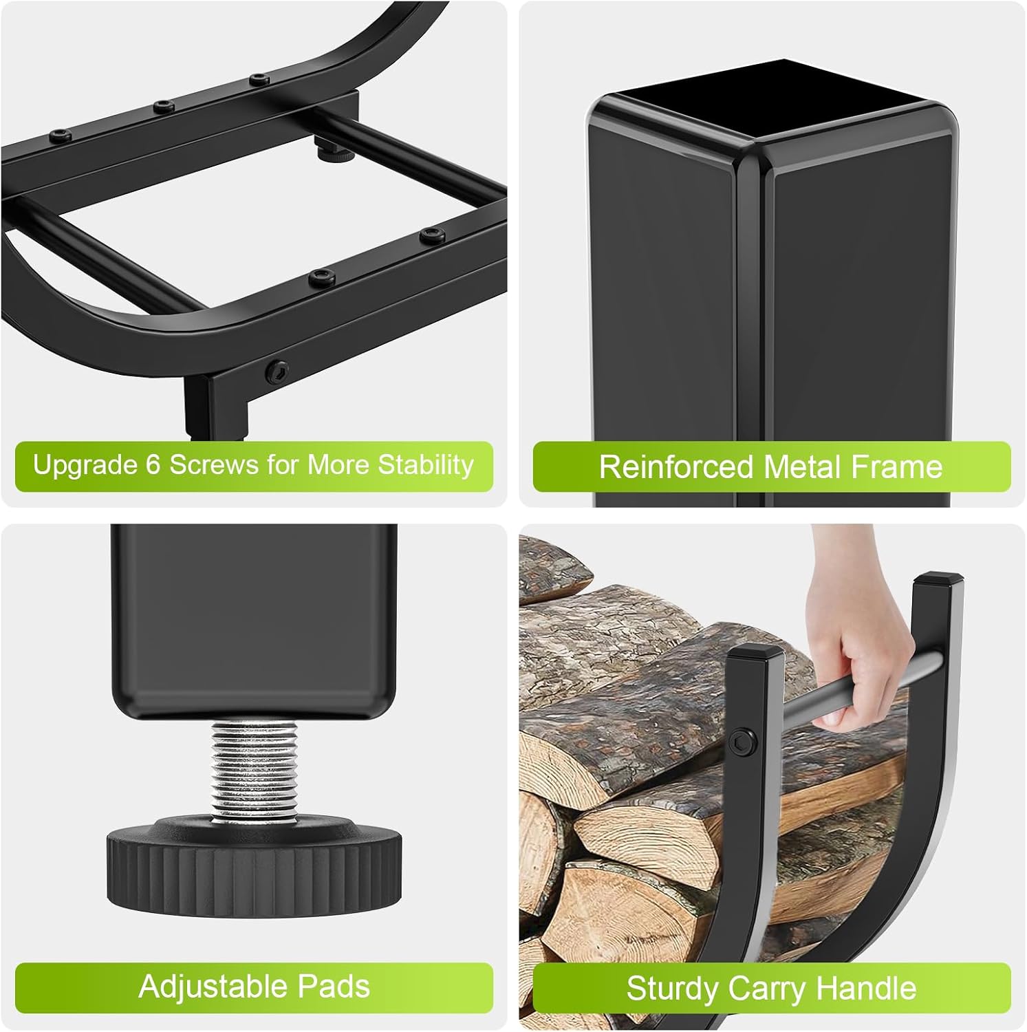 Firewood Rack Outdoor 30in，Indoor Firewood Storage and Firewood Rustproof Holder，Stable Log Holder and Fireplace Decor Organizer