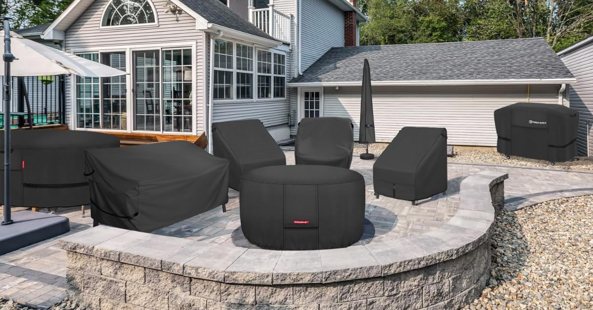 Porch Shield Fire Pit Cover - Waterproof 600D Heavy Duty Fade Resistant Round Patio Fire Bowl Cover Black - 36 inch