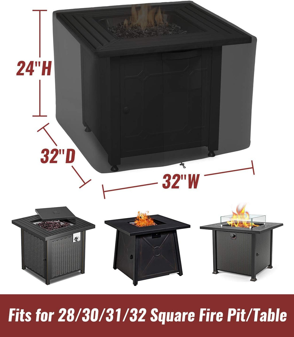 NUPICK 30 Inch Square Fire Pit Cover for Propane Fire Pit/Table, 100% Waterproof Cover Fits 28/30/32 Inch Fire Pit, All Weather Resistant