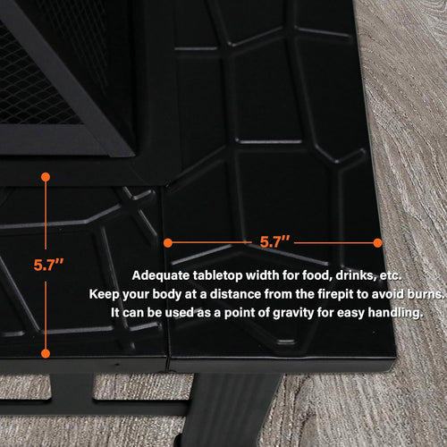 32 Inch Fire Pit Table with Fire Poker & Spark Screen, Outdoor Burning Fire Pits, 3 in 1 Metal Square Firepit Stove for Outside Heating, Bonfire Party, Camping, Patio, Garden