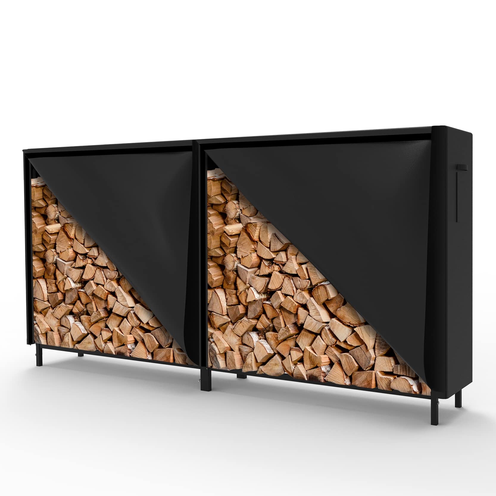 WALMANN 4ft Firewood Log Rack with Cover Outdoor, Heavy Duty Firewood Rack With Weather Resistant 600D Oxford Fabric Cover, Indoor/Outdoor Wood Racks for Fire Wood