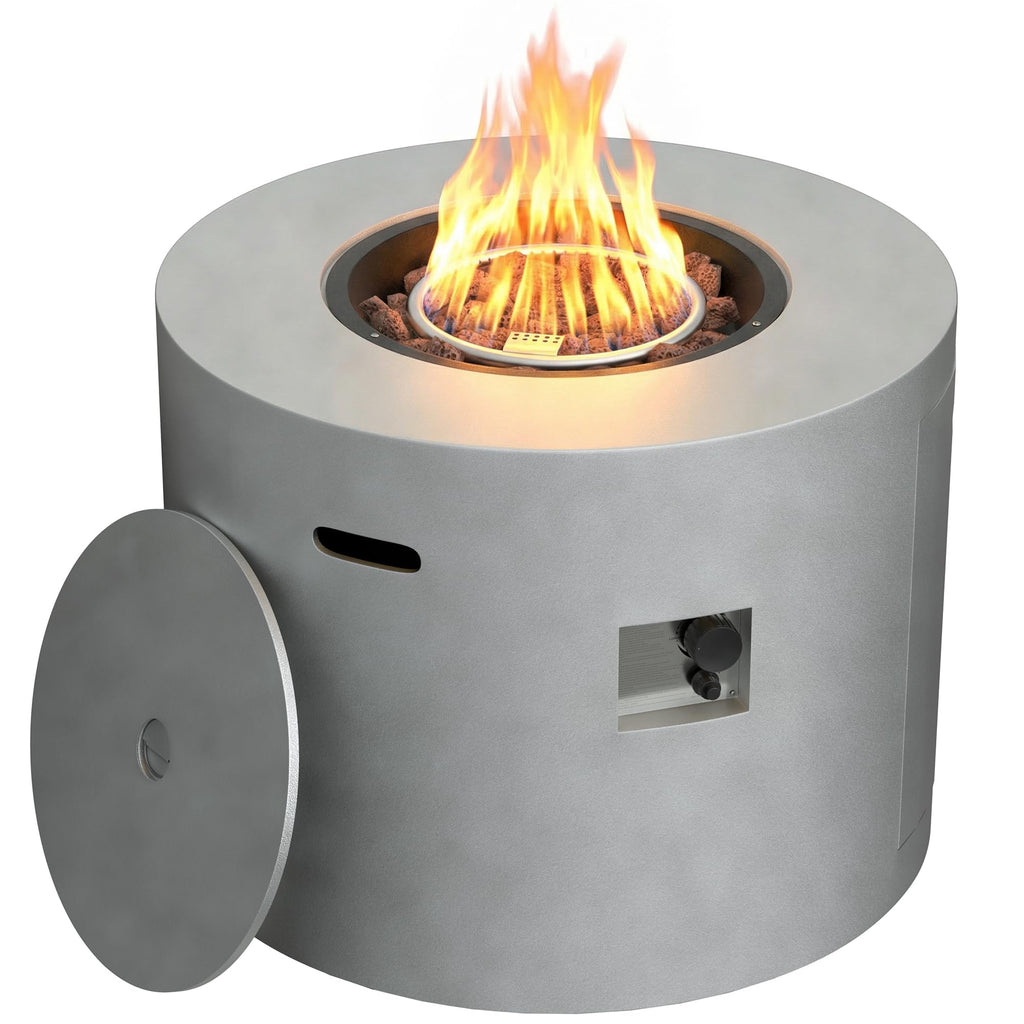 HOTEAGLE 30" Propane Fire Pit with Premium Ceramic Tabletop, 50000 BTU Powerful Gas Firepit Table - Includes Lid and Lava Rocks, Ideal Outdoor Fire Pit for Dining, Party in Patio, Garden, Yard