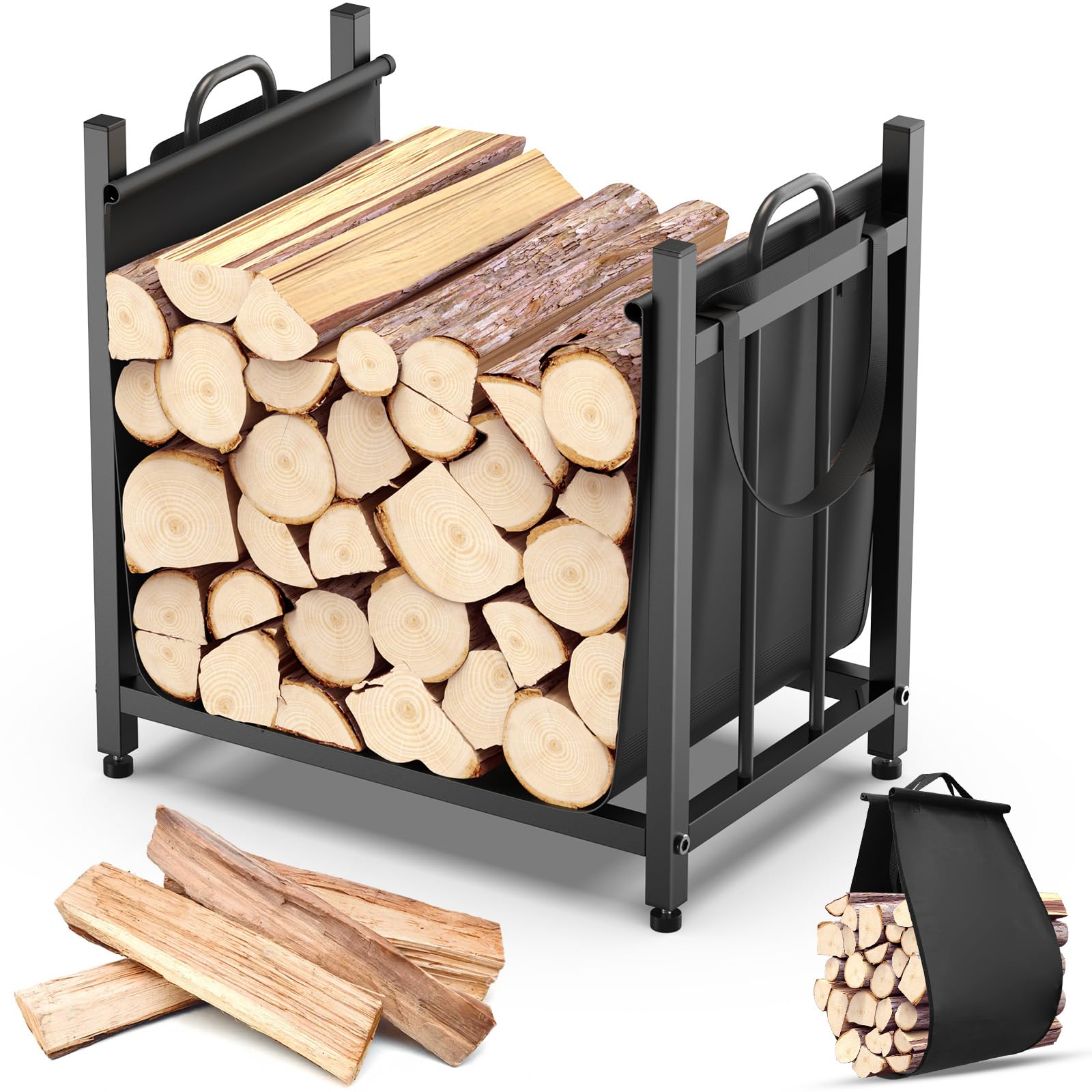 Firewood Rack, Foldable Firewood Holder, Firewood Storage Rack for Indoor Outdoor Log Organization and Storage