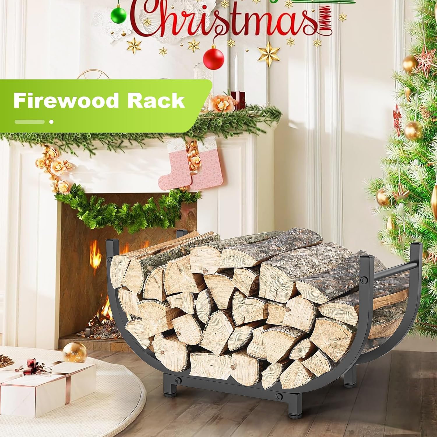 Firewood Rack Outdoor 30in，Indoor Firewood Storage and Firewood Rustproof Holder，Stable Log Holder and Fireplace Decor Organizer