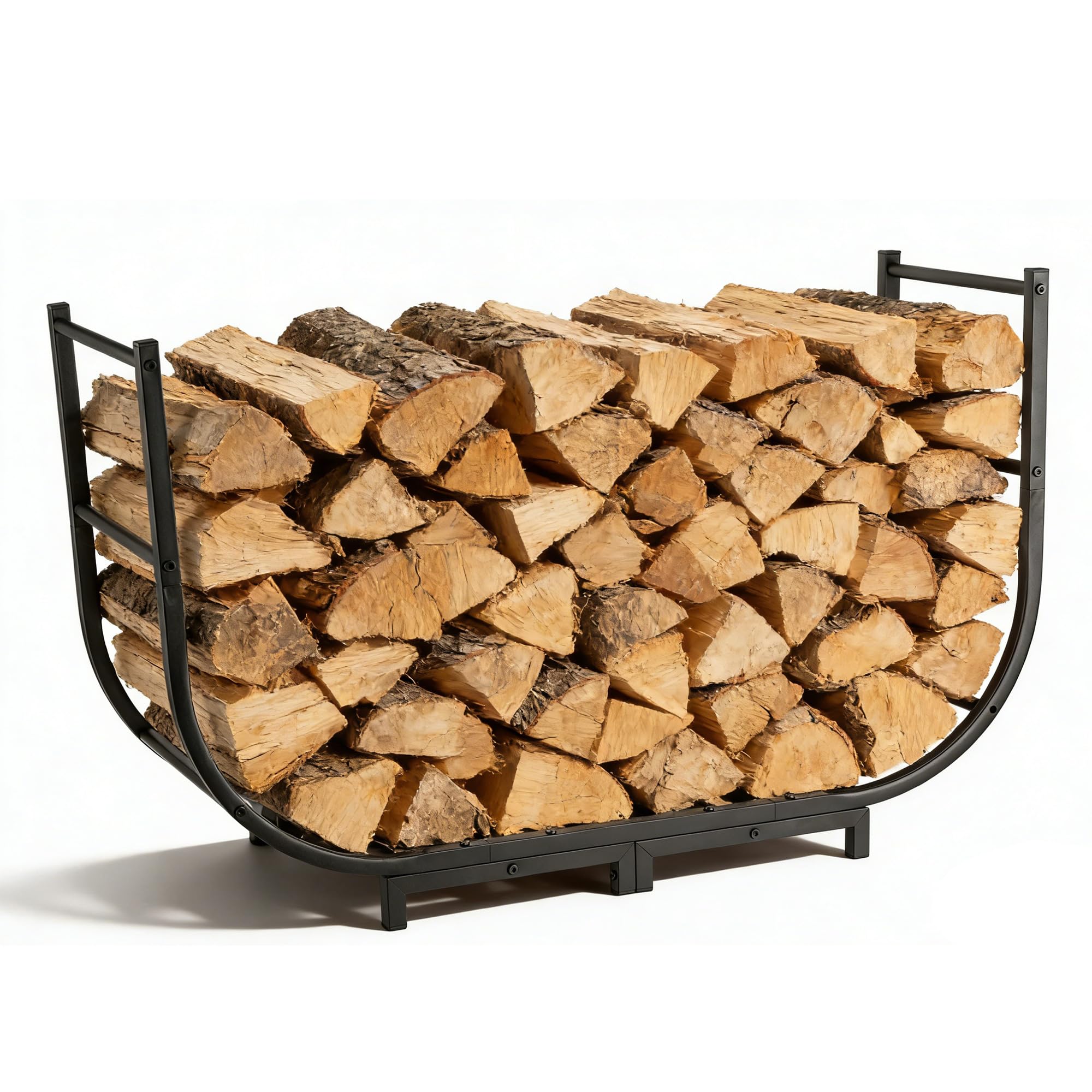 facka Curved Firewood Rack, 30 Inch Indoor Outdoor Log Firewood Holder, Metal Fireplace Wood Storage, Waterproof & Rustproof