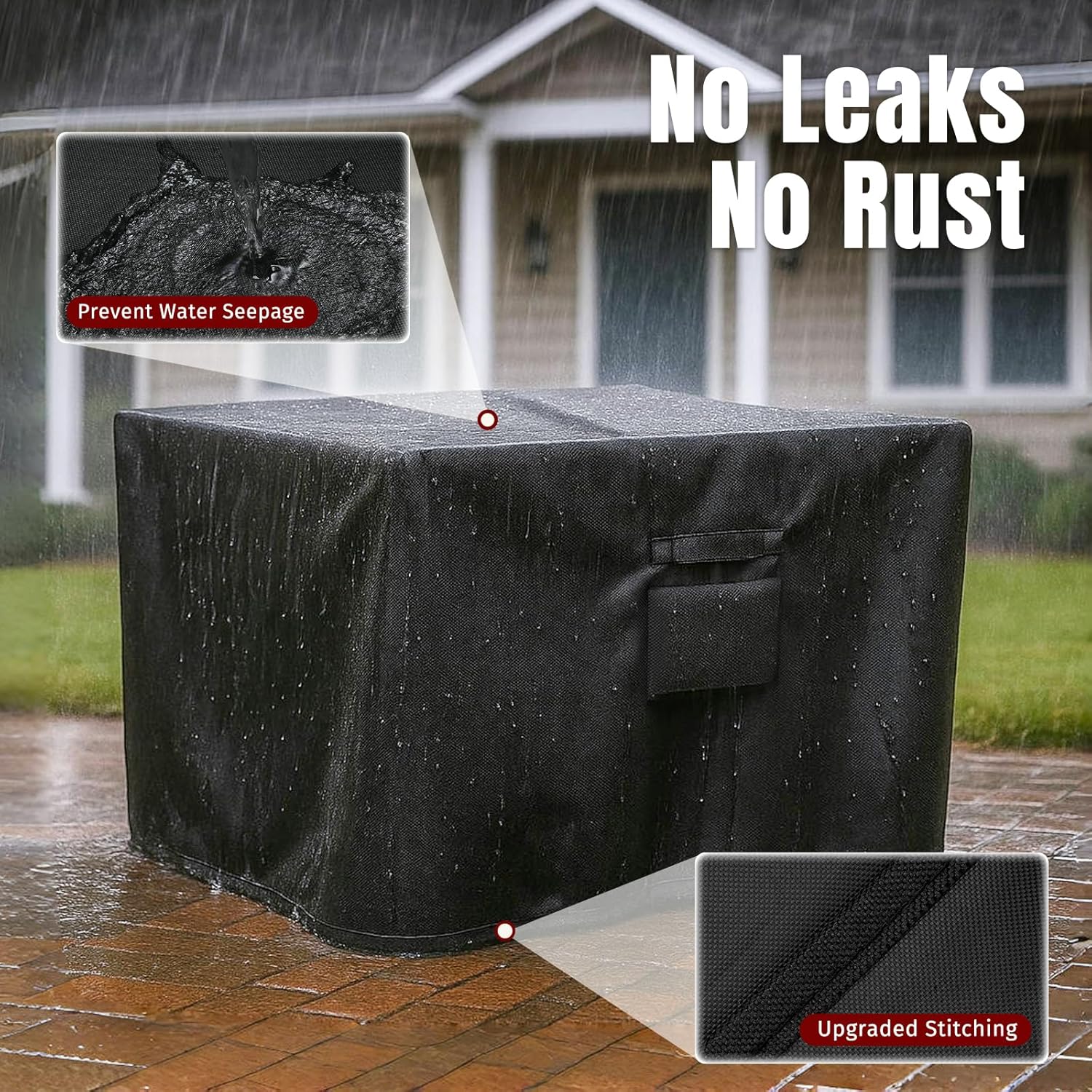 SHINESTAR Fire Pit Cover Square, Fits for 28-32 Inch Fire Pit Table, 600D Heavy Duty Fabric, Waterproof and Windproof, 32 x 32 x 24 Inches, Black