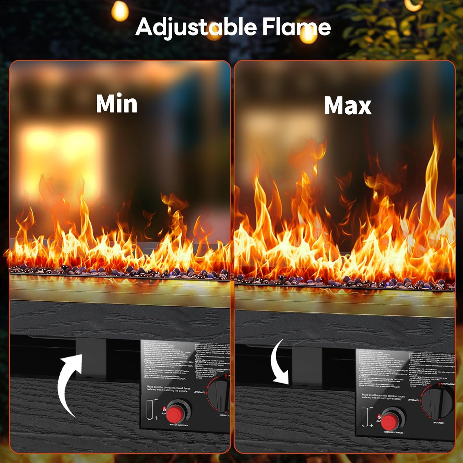 51” Outdoor Propane Fire Pit Table, 50,000 BTU Rectangular Gas Fire Pit with Lid & Blue Crystal Stones, Steel Tabletop, Adjustable Flame, 4-in-1 FirePit Table for Patio, Backyard, Outdoor Gatherings