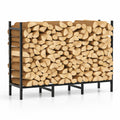 CADUKE 4ft Firewood Rack with Cover, Outdoor Firewood Log Rack for Fireplace, Indoor Firewood Storage, Heavy Duty Fire Wood Stand, Black