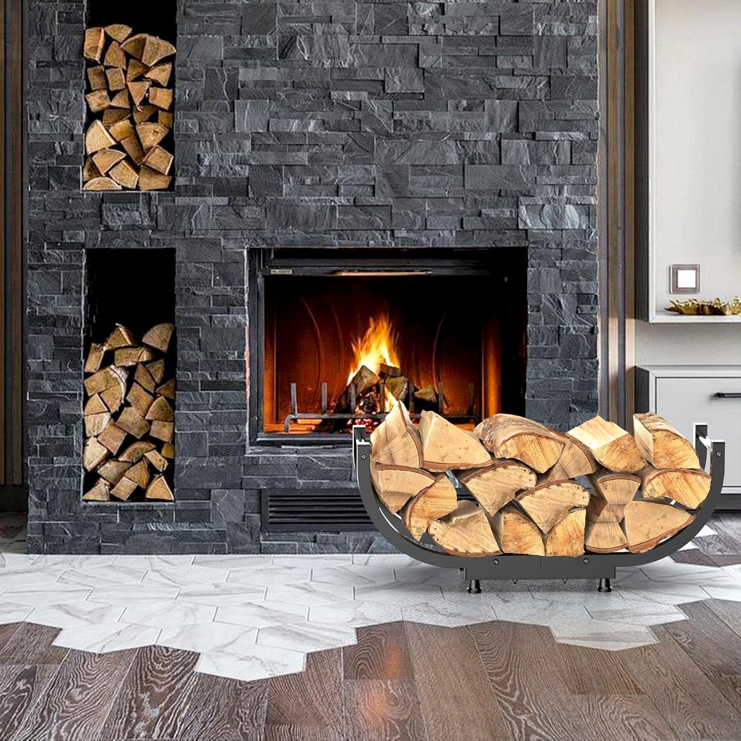 Firewood Rack Outdoor, 29 inch, Firewood Storage Holder Indoor, Log Holders for Firewood